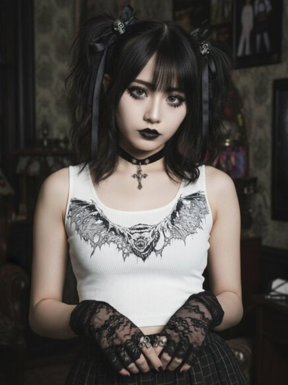 DOLLS KILL Widow Straight From Hell graphic bat tank